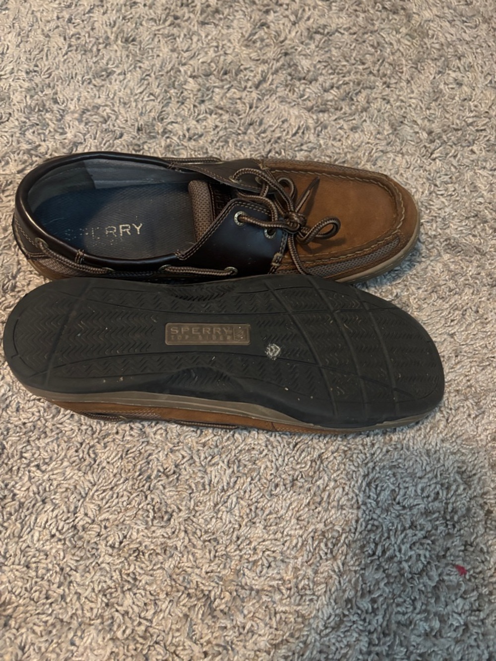 Sperry Men’s Brown and Dark Brown Boat Shoes Size 11 - Picture 5 of 7